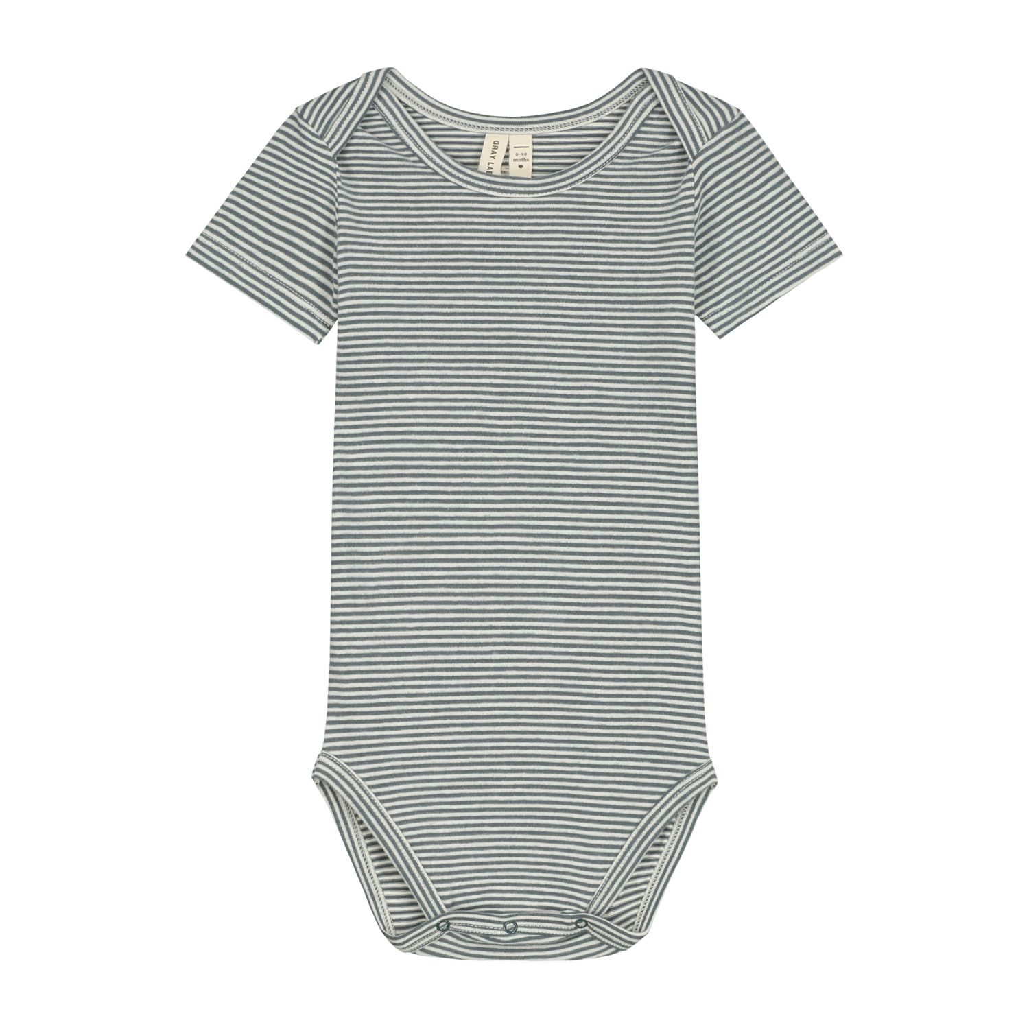 GRAY LABEL Body pro miminka GOTS / Blue Grey - Cream Velikost: 9-12m
