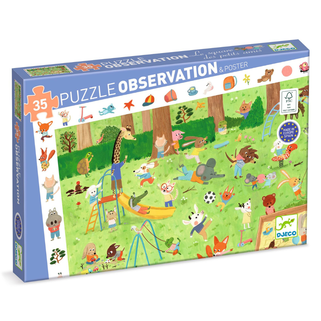 DJECO Vyhledávací puzzle Little friends' garden - 35 pcs