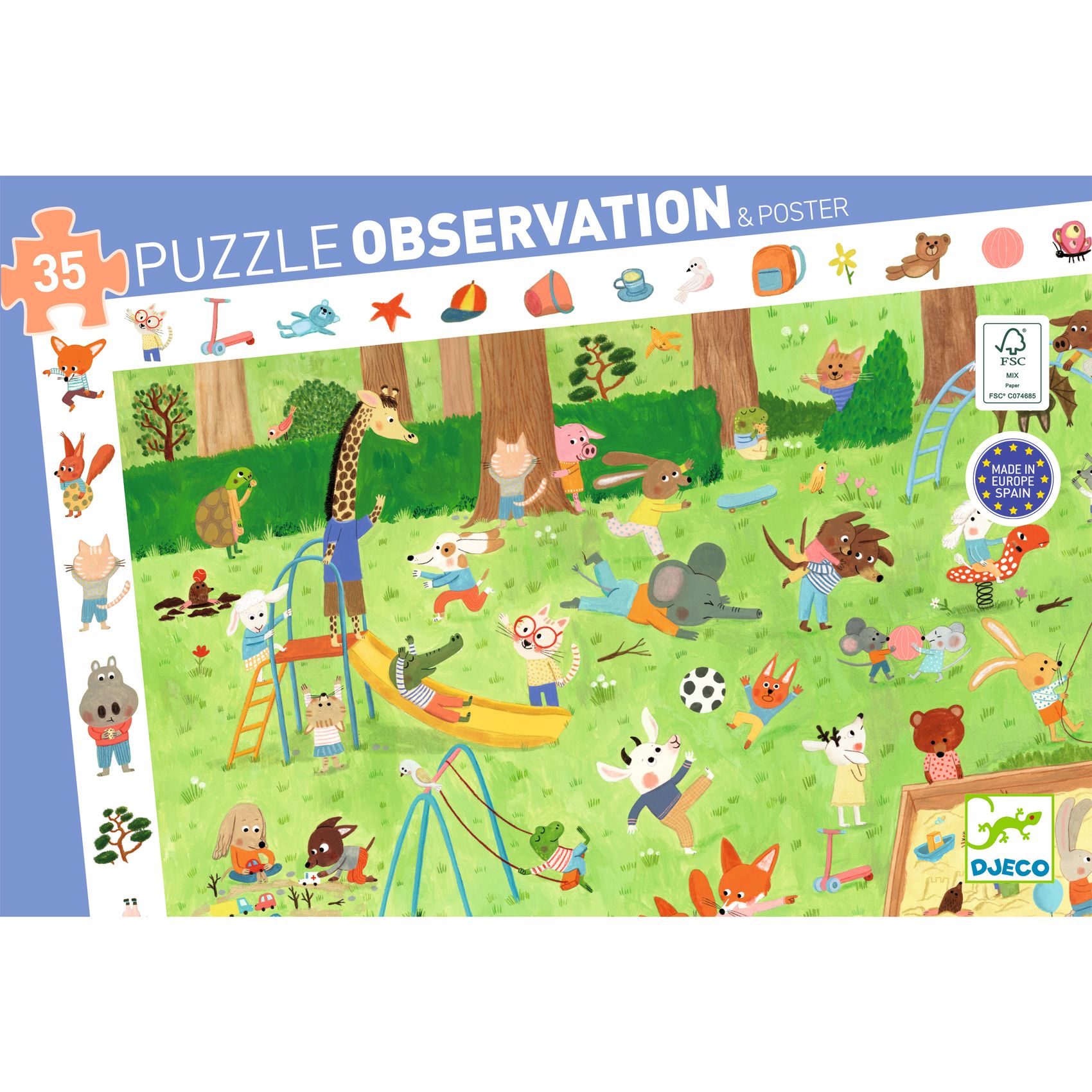 Levně DJECO Vyhledávací puzzle Little friends' garden - 35 pcs