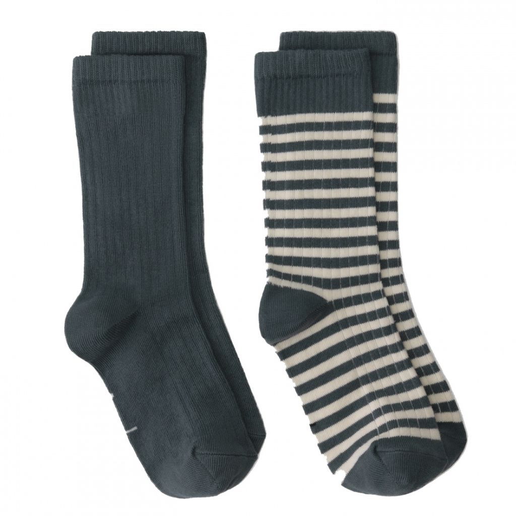 GRAY LABEL Ribbed Socks Sada ponožek GOTS | 2-pack Blue Grey - Cream Velikost: 39-40