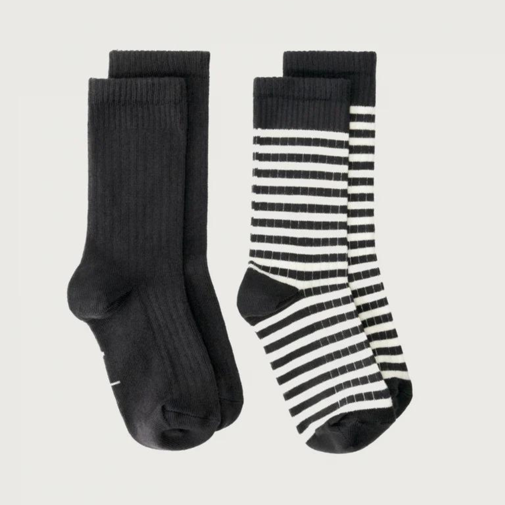 GRAY LABEL Set ponožek GOTS - Nearly Black - Cream Velikost: 27-30