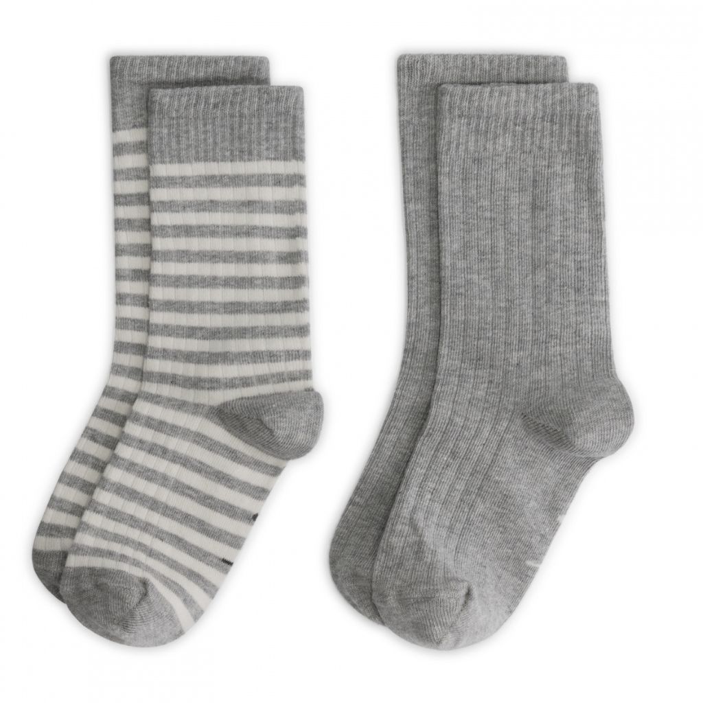 GRAY LABEL Sada ponožek GOTS | 2-pack Grey Melange - Cream Velikost: 27-30
