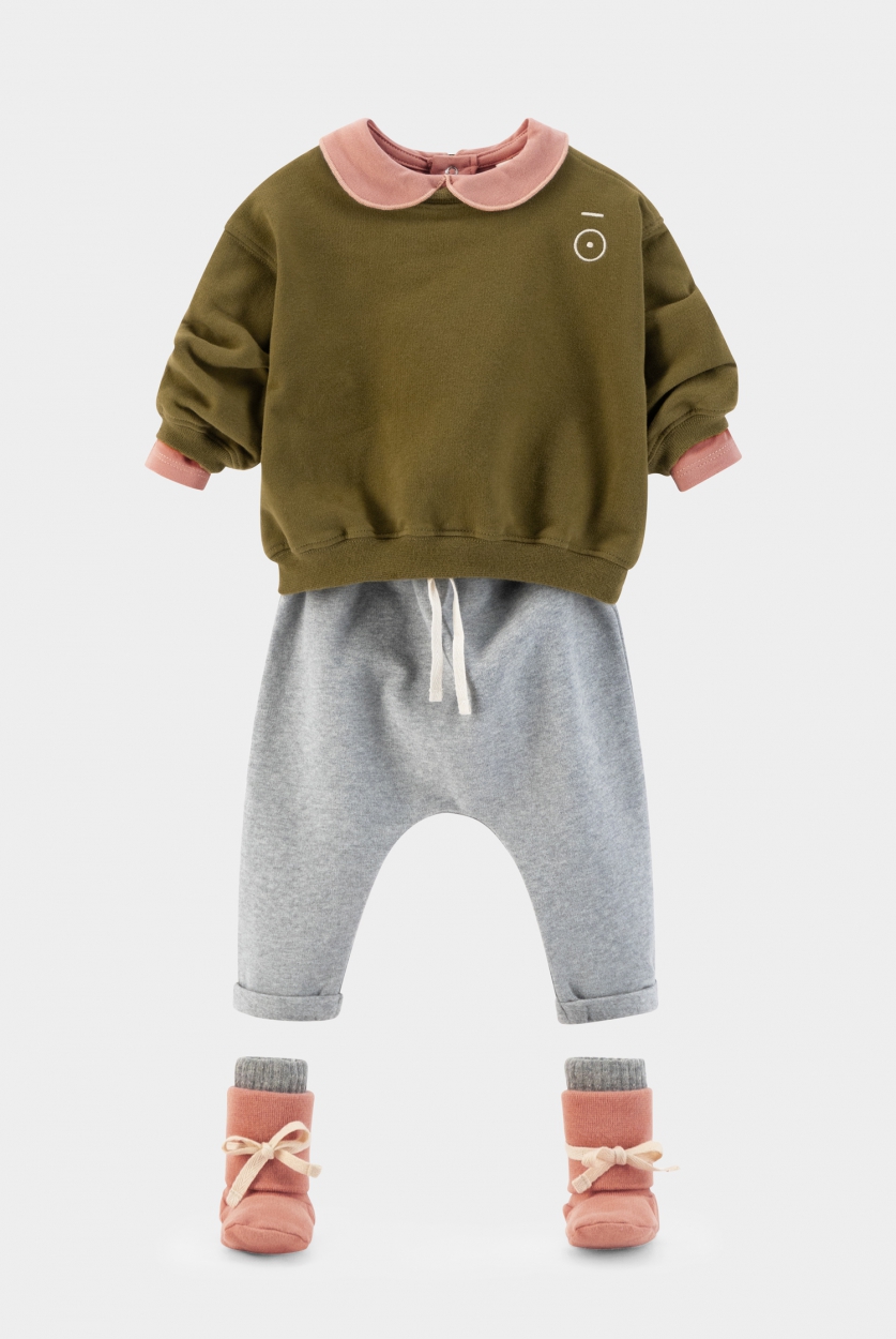 GRAY LABEL Tepláčky pro miminko GOTS -Grey Melange Velikost: 6-9m