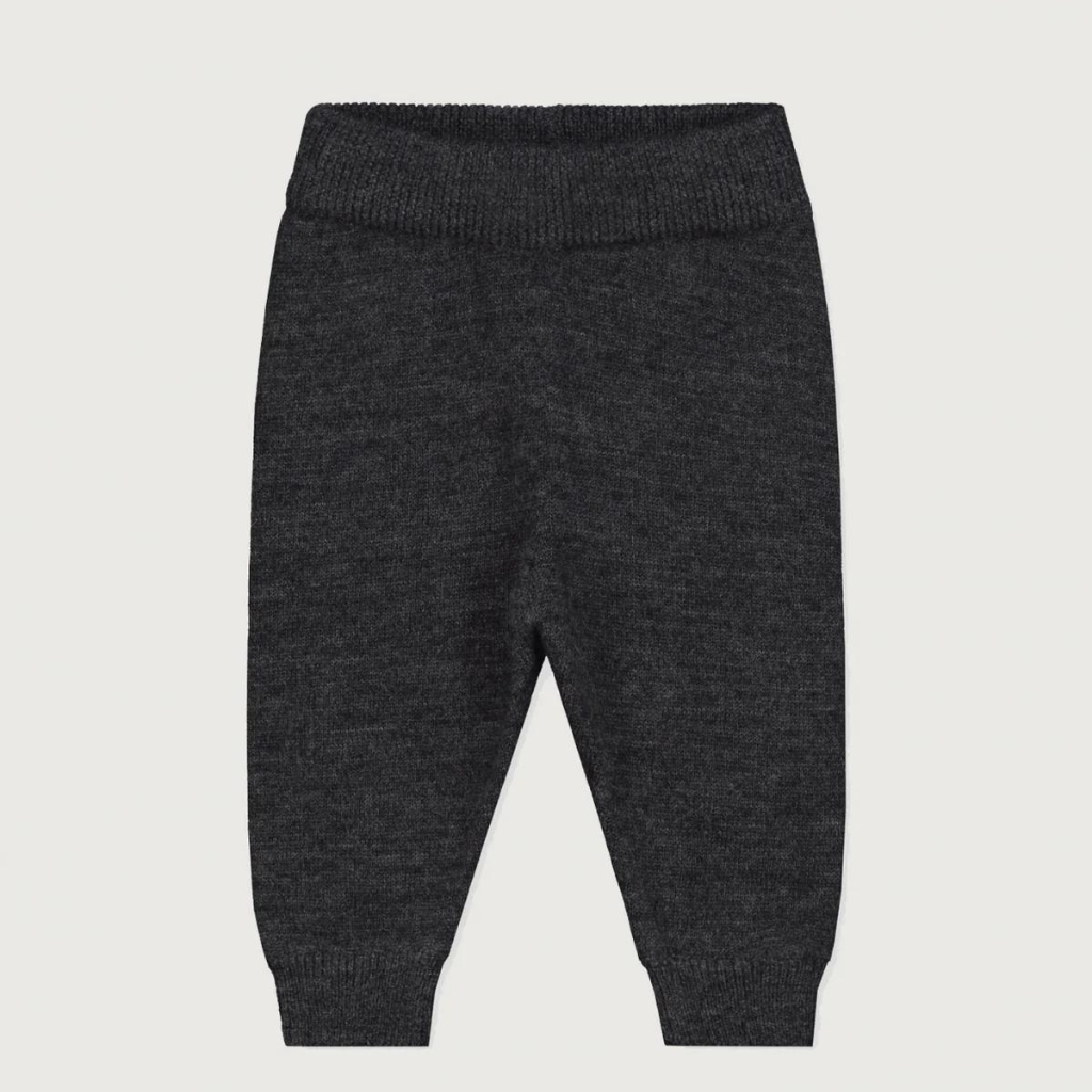 GRAY LABEL Pletené kalhoty pro miminka RWS - Nearly Black Melange Velikost: 0-6m