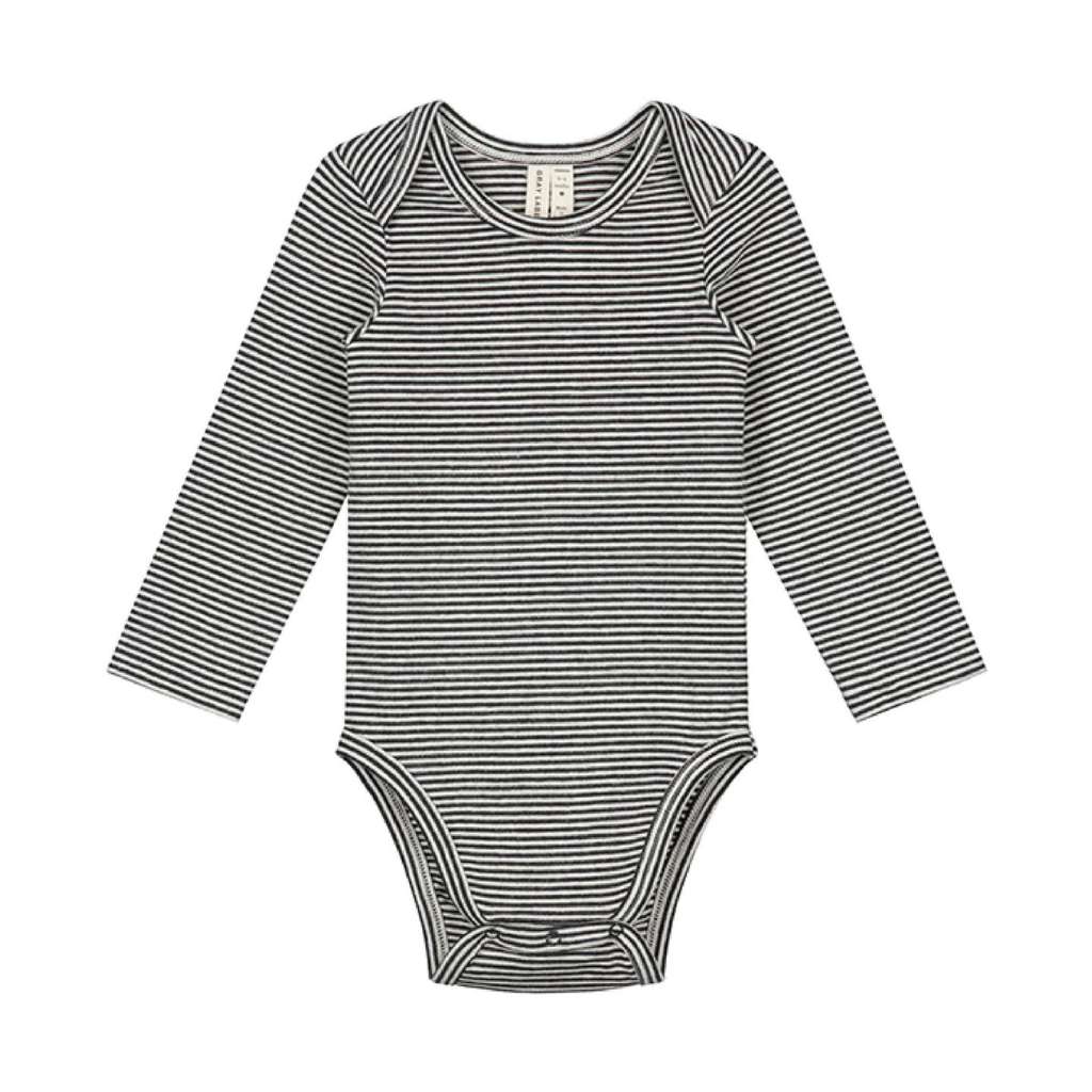 GRAY LABEL Body s dlouhým rukávem L/S GOTS - Nearly Black - Cream Velikost: 9-12m