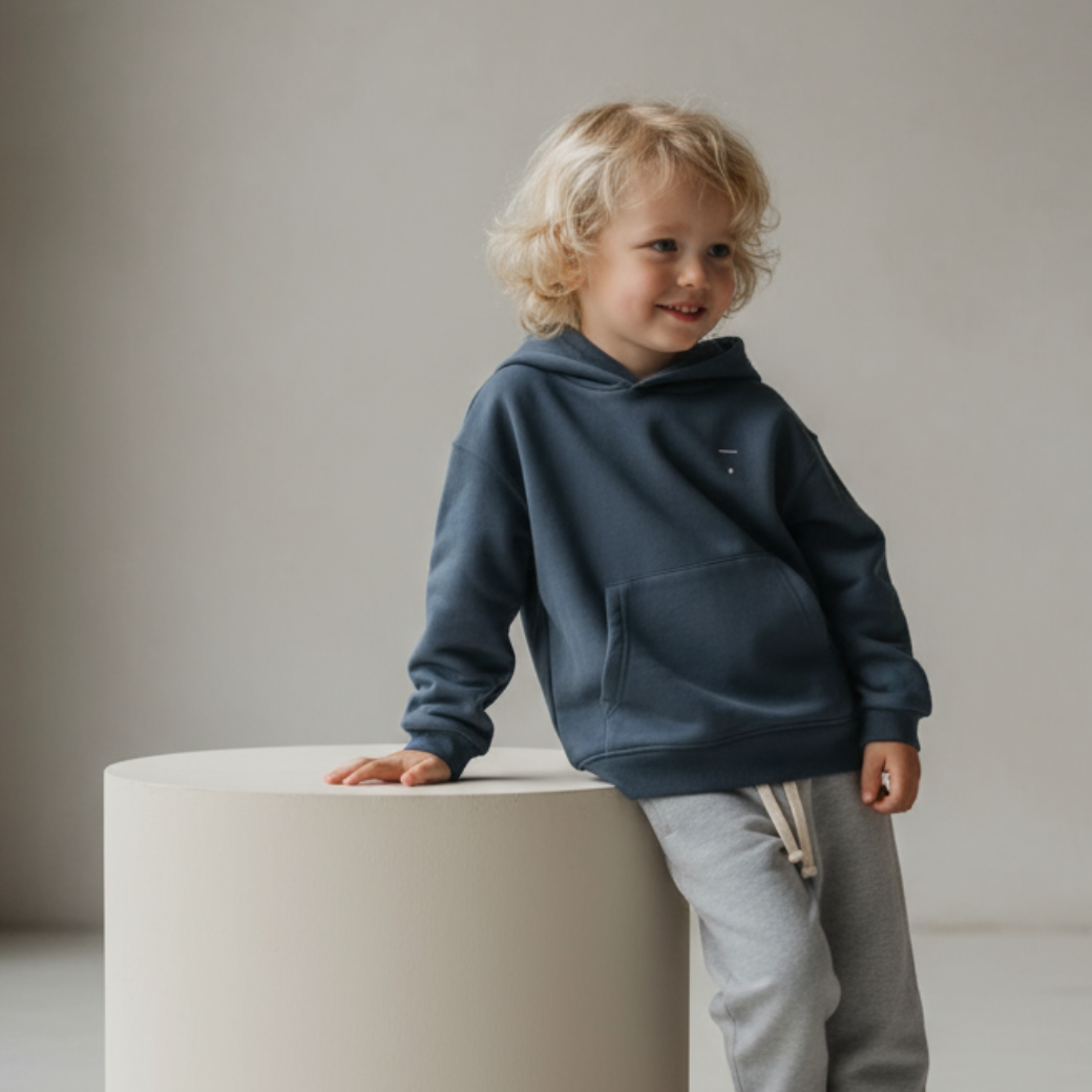 GRAY LABEL Mikina s kapucí GOTS - Blue Grey Velikost: 9-10Y