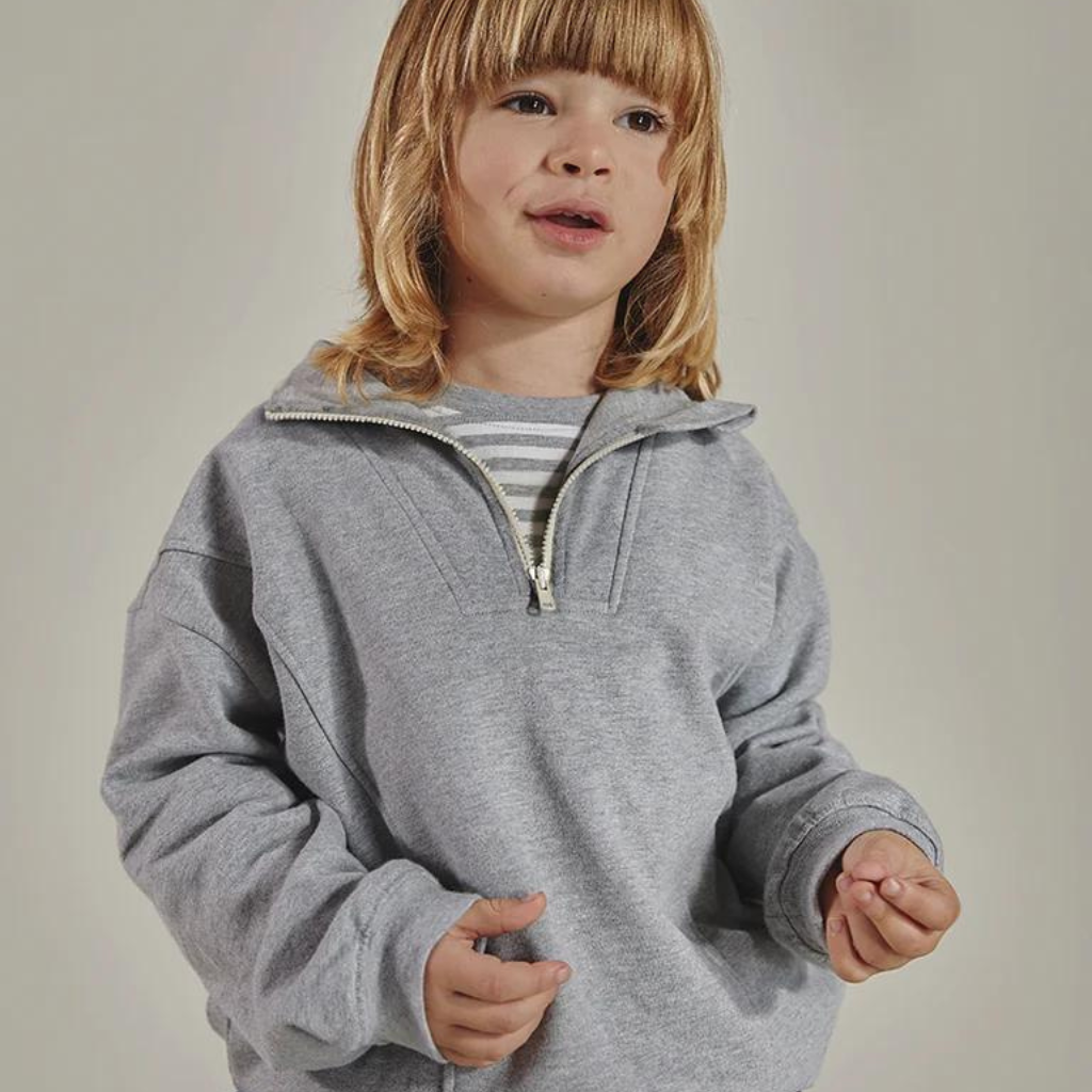 GRAY LABEL Mikina se zipem GOTS - Grey Melange Velikost: 1-2y