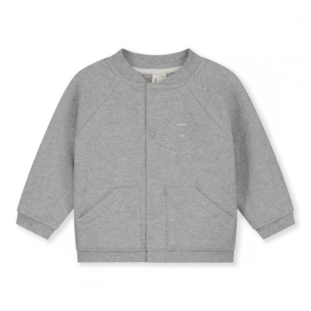 GRAY LABEL Baseball kardigan pro miminka GOTS - Grey Melange Velikost: 12-18m