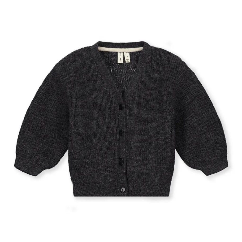GRAY LABEL Kardigan pro miminka RWS - Nearly Black Melange Velikost: 12-18m