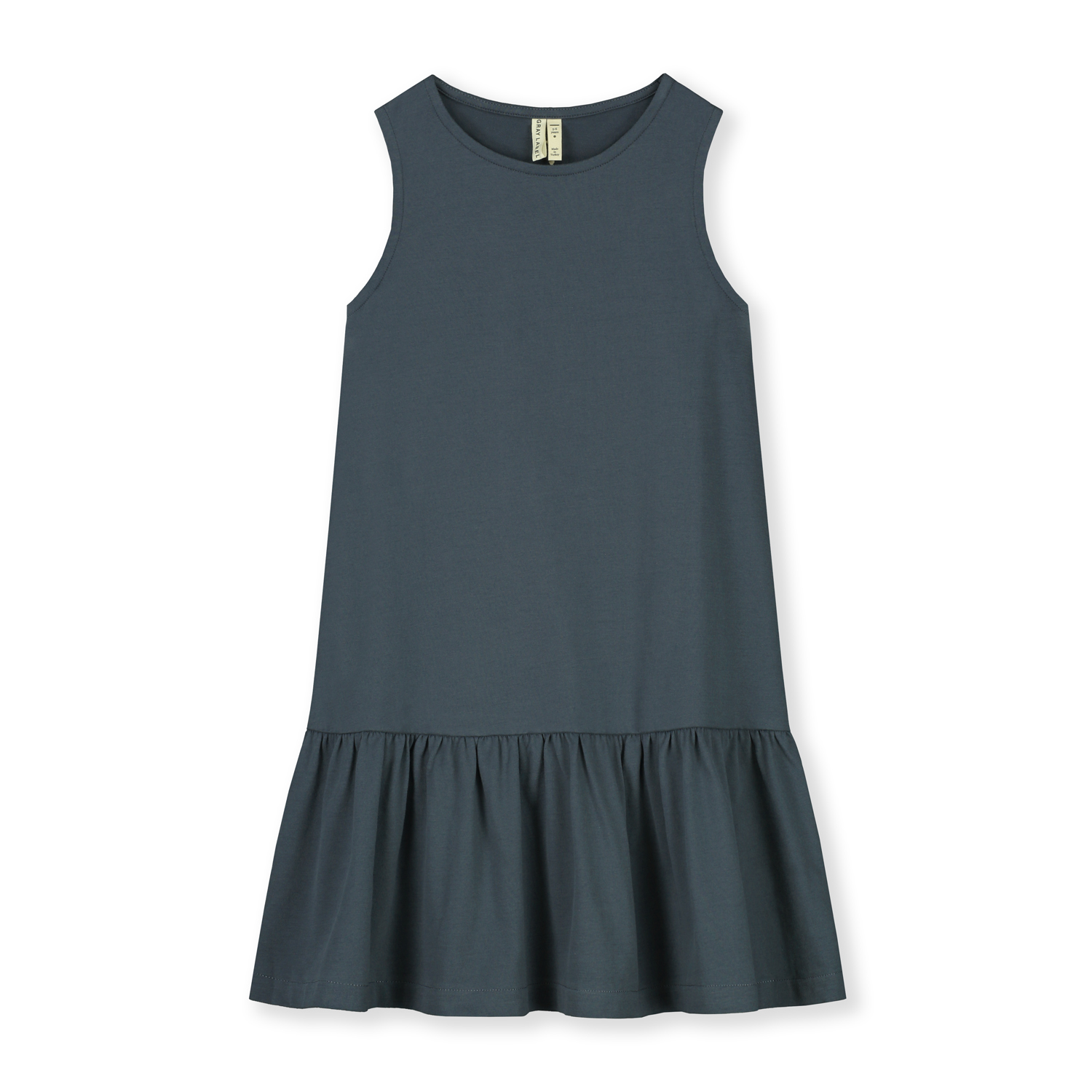 GRAY LABEL Šaty Frill GOTS - Blue Grey Velikost: 7-8Y