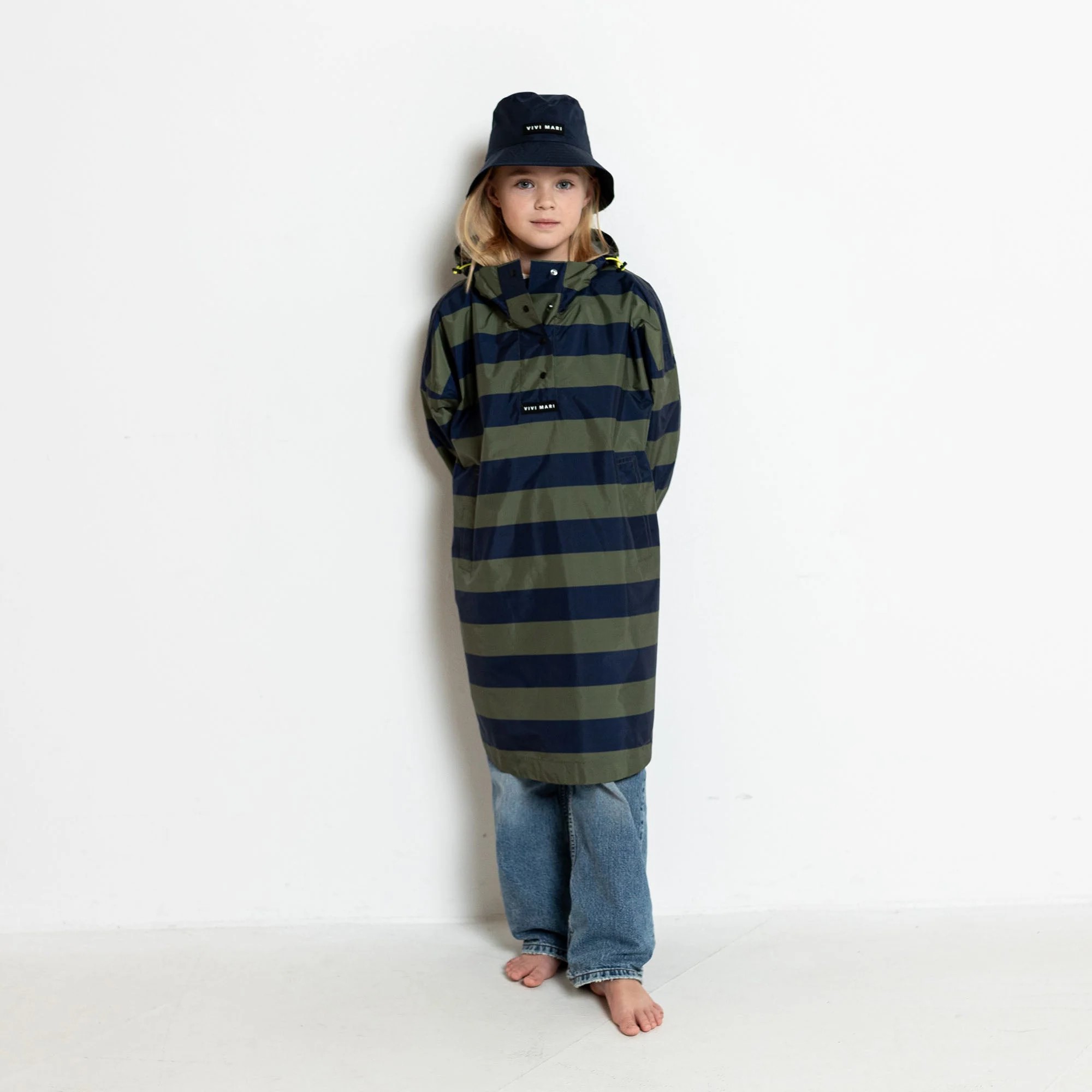VIVI MARI Dětský kabát do deště Bolt stripes navy/olive Velikost: 7-9y