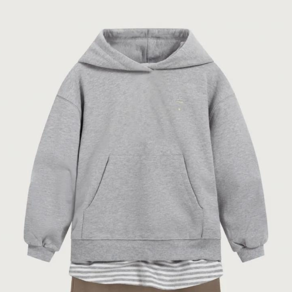 GRAY LABEL Mikina s kapucí GOTS - Grey Melange Velikost: 11-12y