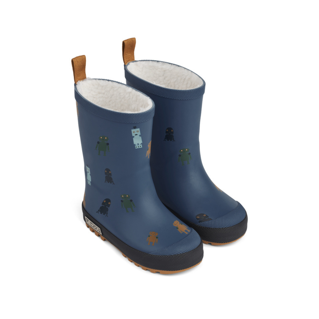 LIEWOOD Vysoké thermo holinky Mason -  Robots / Indigo blue Velikost: 23