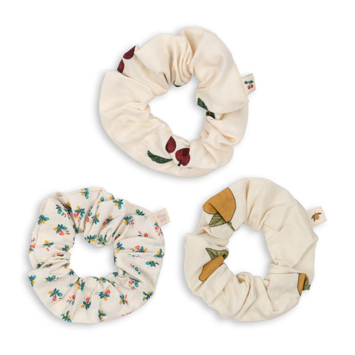 KONGES SLOJD Látkové gumičky - větší - CHERRY/LEMON/FLEUR COLORE