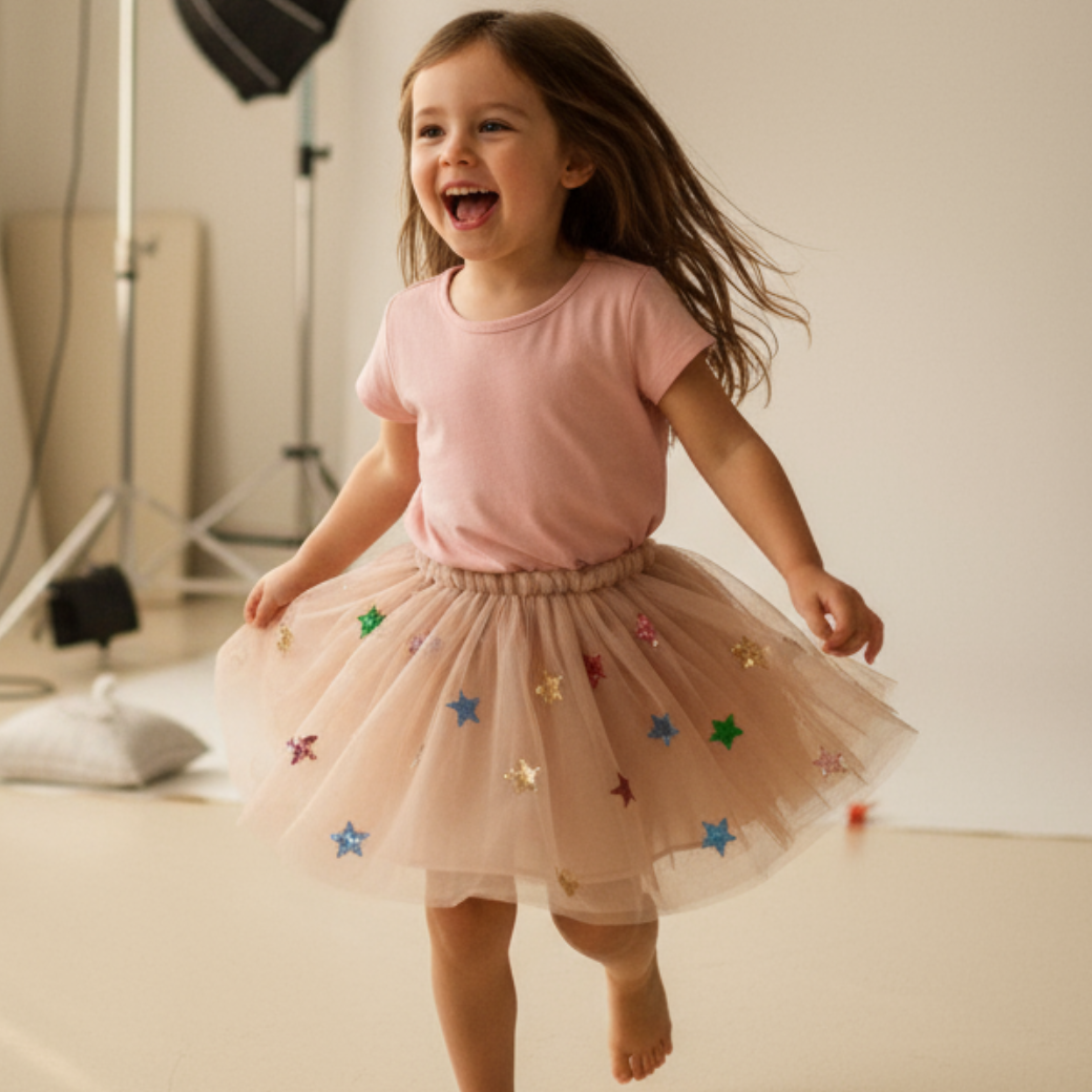 KONGES SLOJD Třpytivá sukně Yvonne - MULTI STAR Velikost: 5-6y