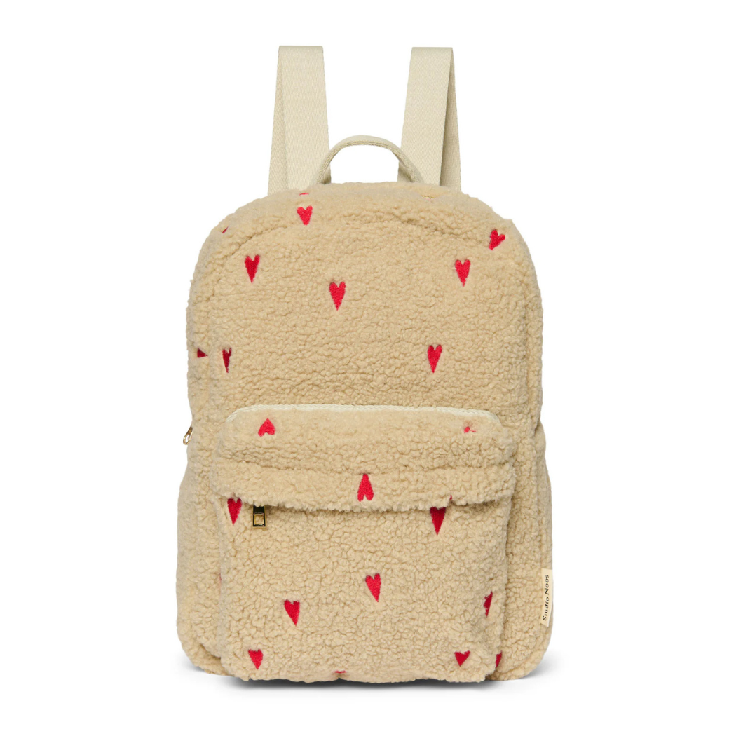 STUDIO NOOS Midi batoh - Ecru Teddy Hearts FP