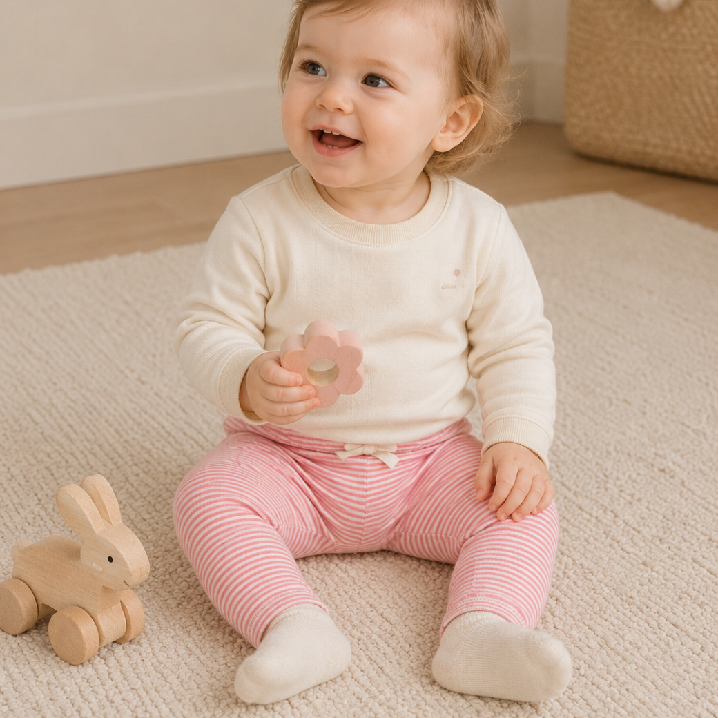 GRAY LABEL Legíny pro miminko GOTS Cherry - Cream Velikost: 3-6m