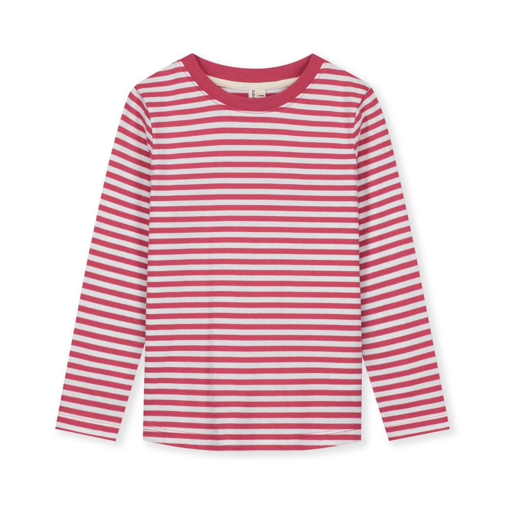 GRAY LABEL Triko L/S GOTS - Cherry - Off white Velikost: 11-12y