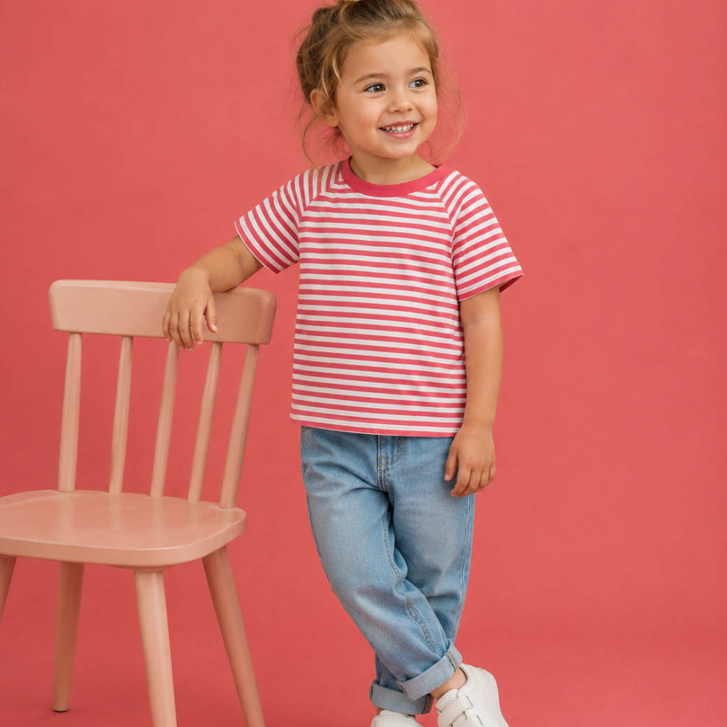 GRAY LABEL Oversize triko GOTS - Cherry - Off white Velikost: 2-3y