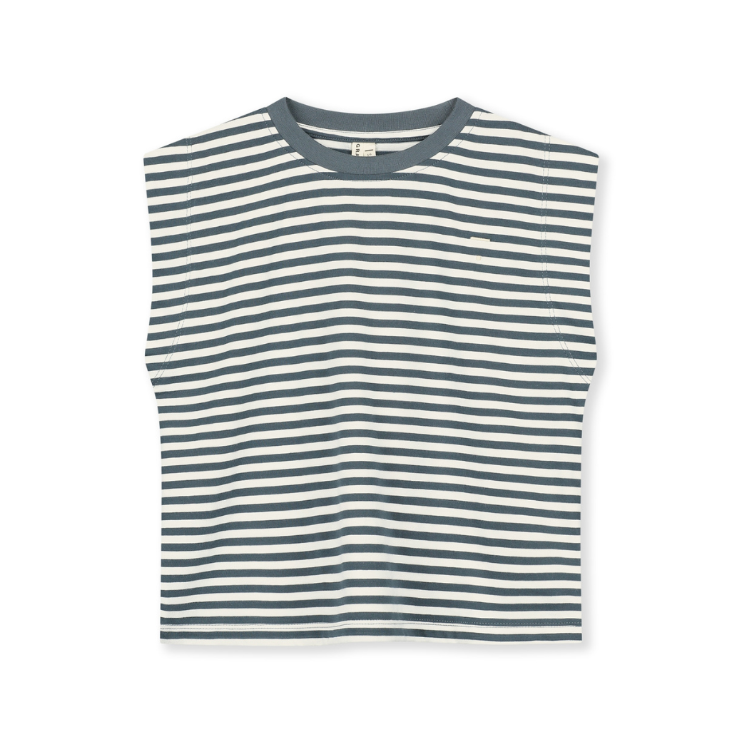 GRAY LABEL Triko Muscle GOTS - Blue grey - Cream Velikost: 3-4y