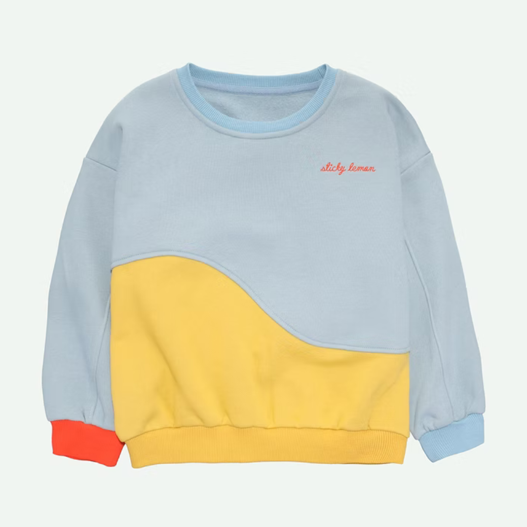 STICKY LEMON Mikina wonders - zissou blue + reed green Velikost: 98-104