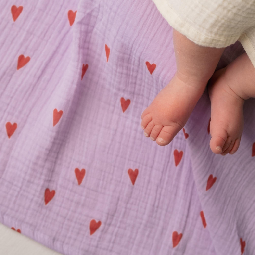 STUDIO NOOS Mušelínová plena Lilac hearts 120 x 120