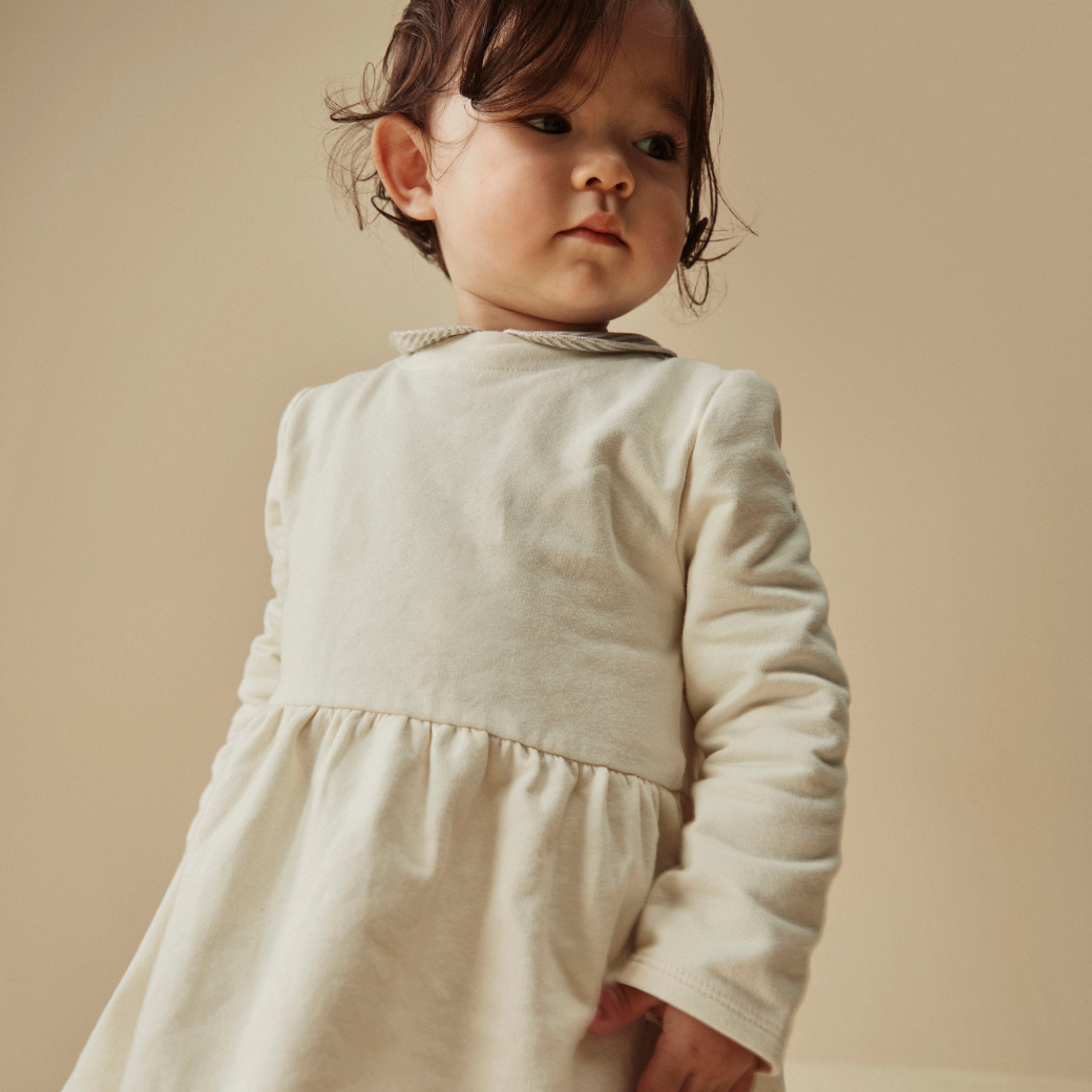 GRAY LABEL Šaty pro miminka s patentkami GOTS - Cream Velikost: 6-9m