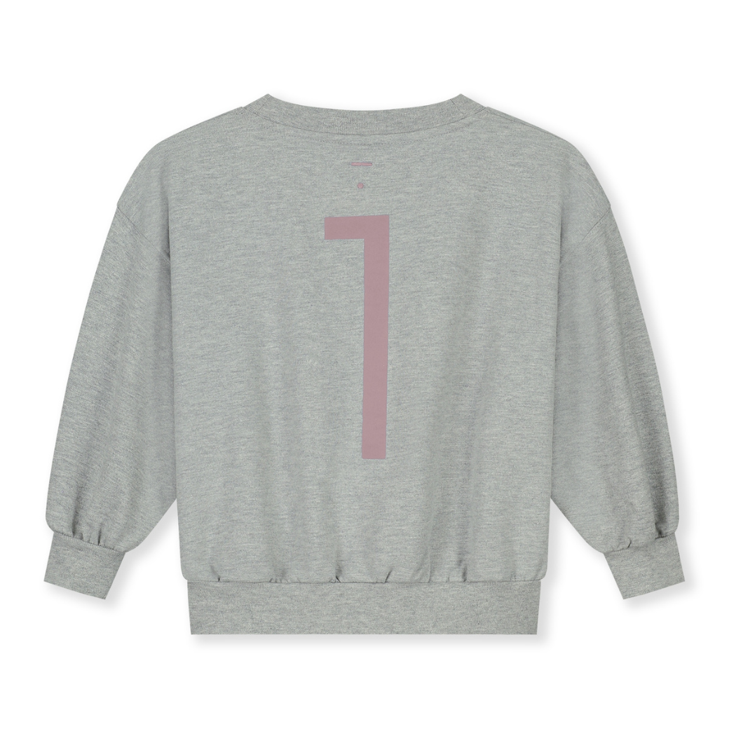 GRAY LABEL Narozeninová mikina GOTS - New Fit - Grey Melange - Berry Velikost: 1