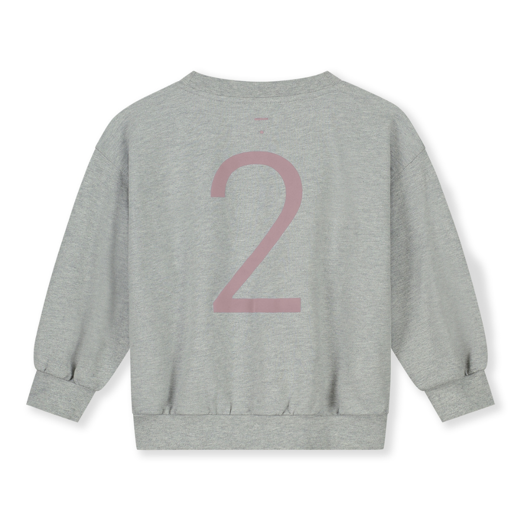 GRAY LABEL Narozeninová mikina GOTS - New Fit - Grey Melange - Berry Velikost: 2