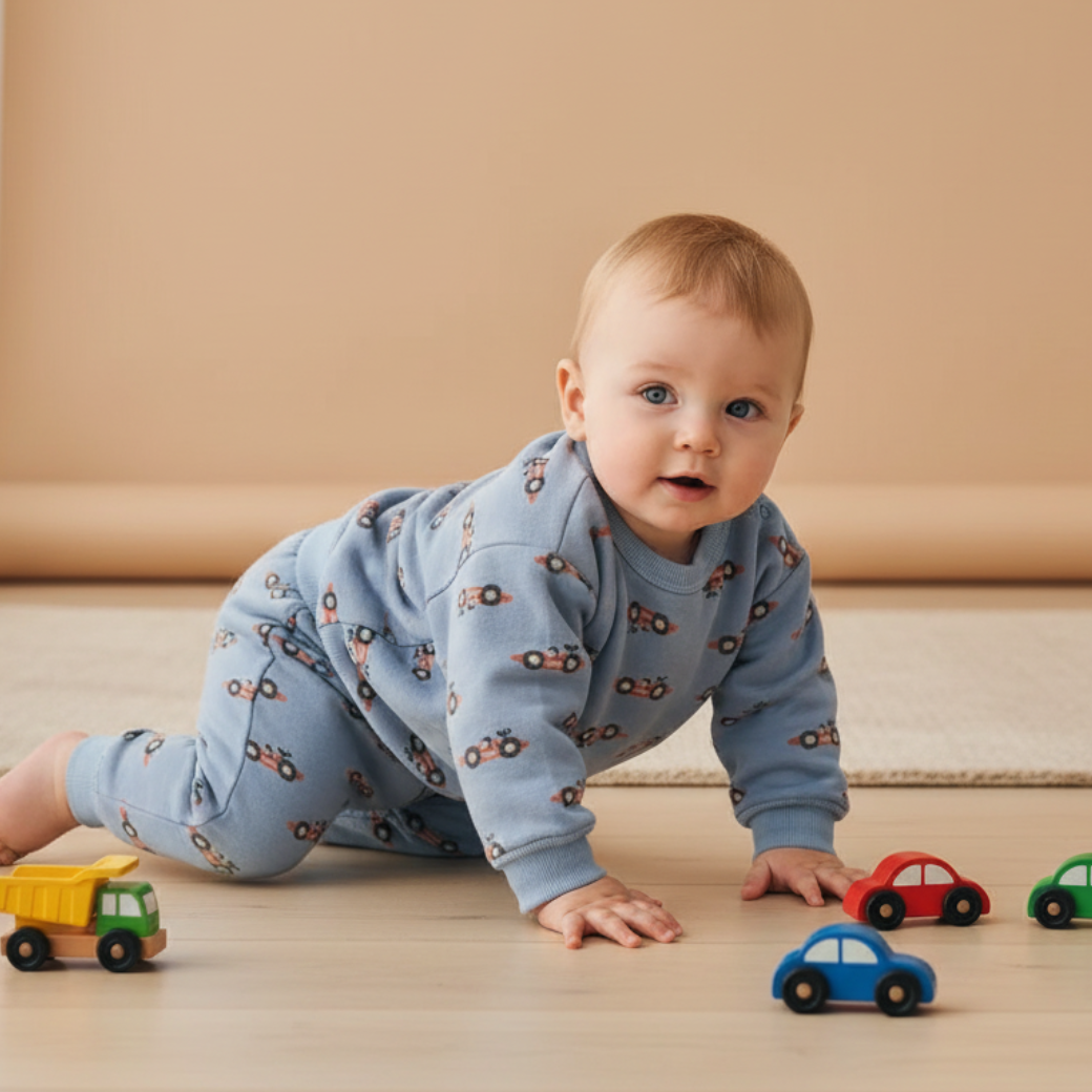 BOBO CHOSES Mikina Race Car all over - LIGHT BLUE Velikost: 9m