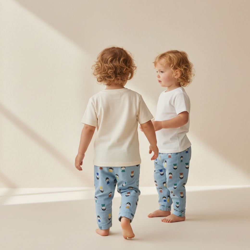 BOBO CHOSES Džínové kalhoty Game Pawns all over - LIGHT BLUE Velikost: 12m