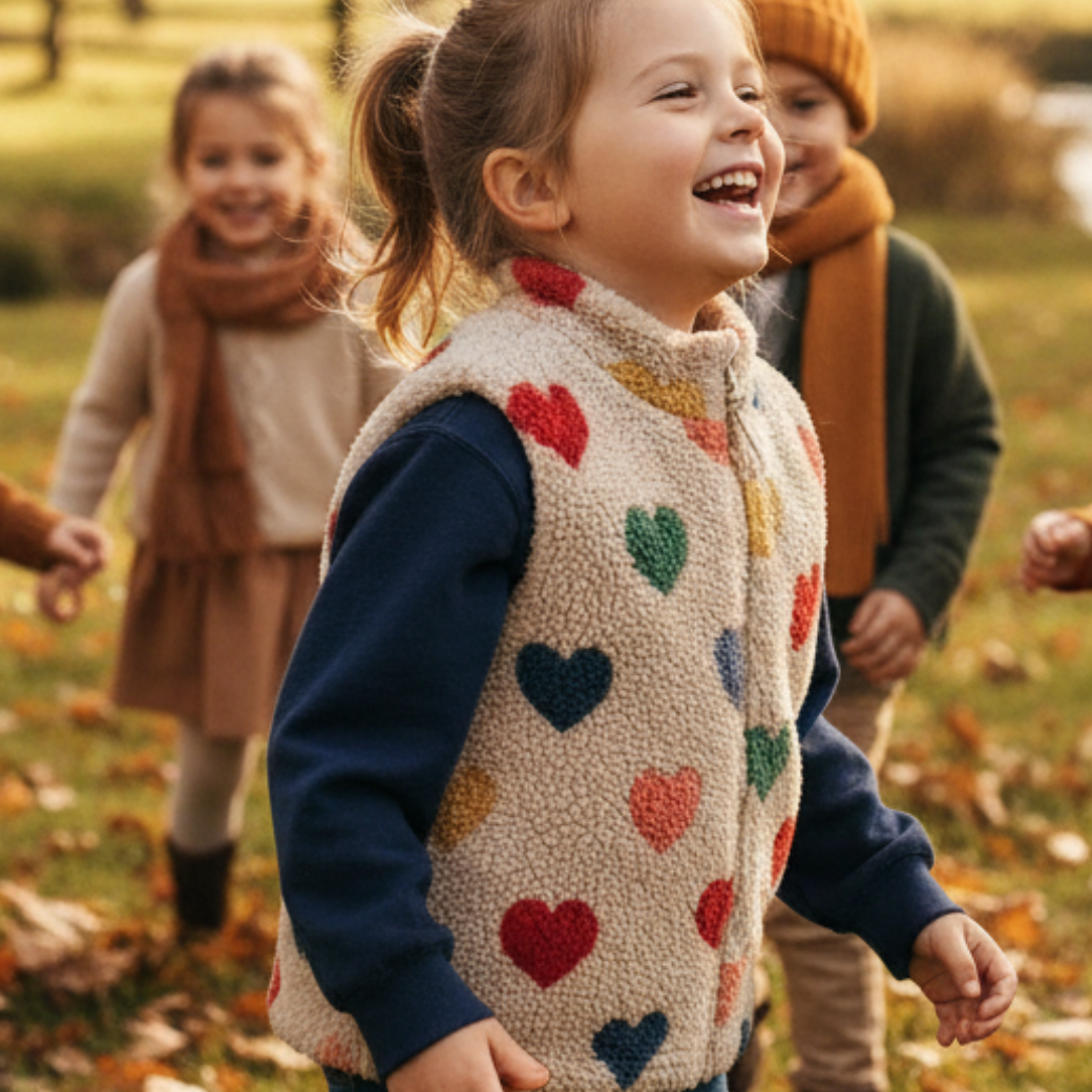 KONGES SLOJD Vesta JODY TEDDY - BON COEUR COLORÉ Velikost: 3y