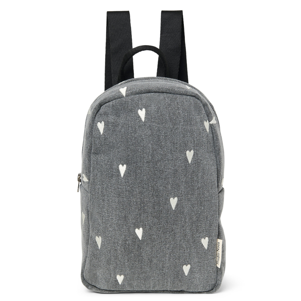 STUDIO NOOS Mini batoh - Denim Grey Hearts