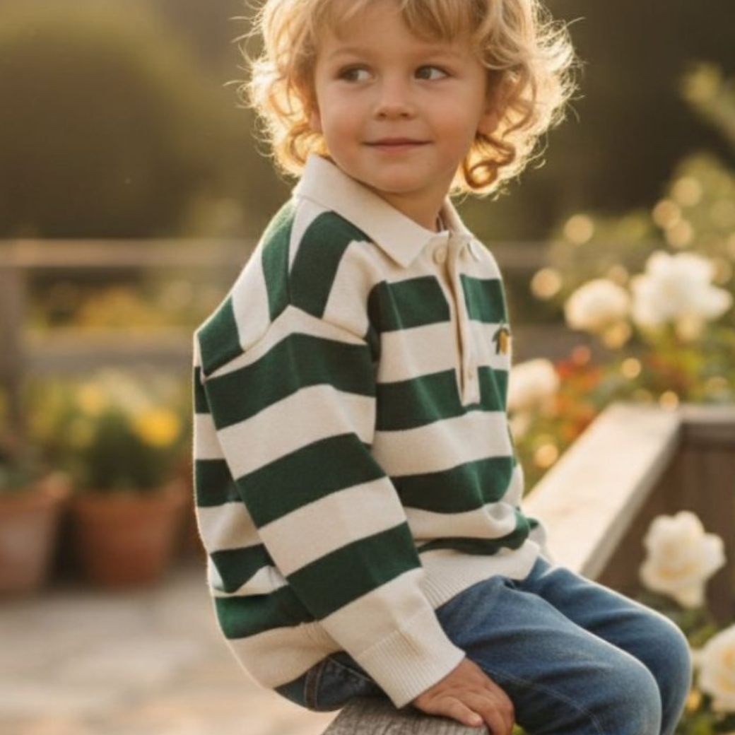 KONGES SLOJD Tričko Polo - PINE GROVE STRIPE Velikost: 5-6y