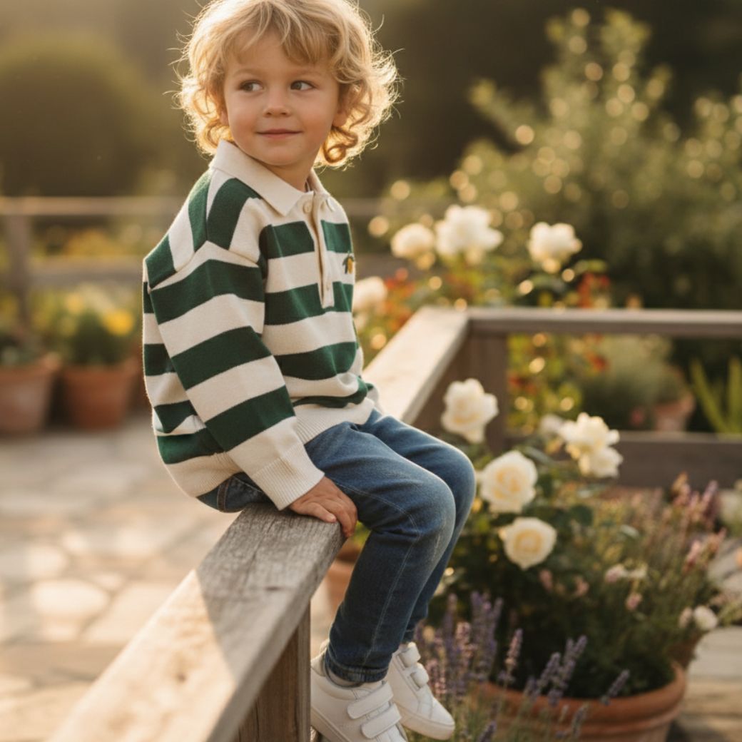 KONGES SLOJD Tričko Polo - PINE GROVE STRIPE Velikost: 2y