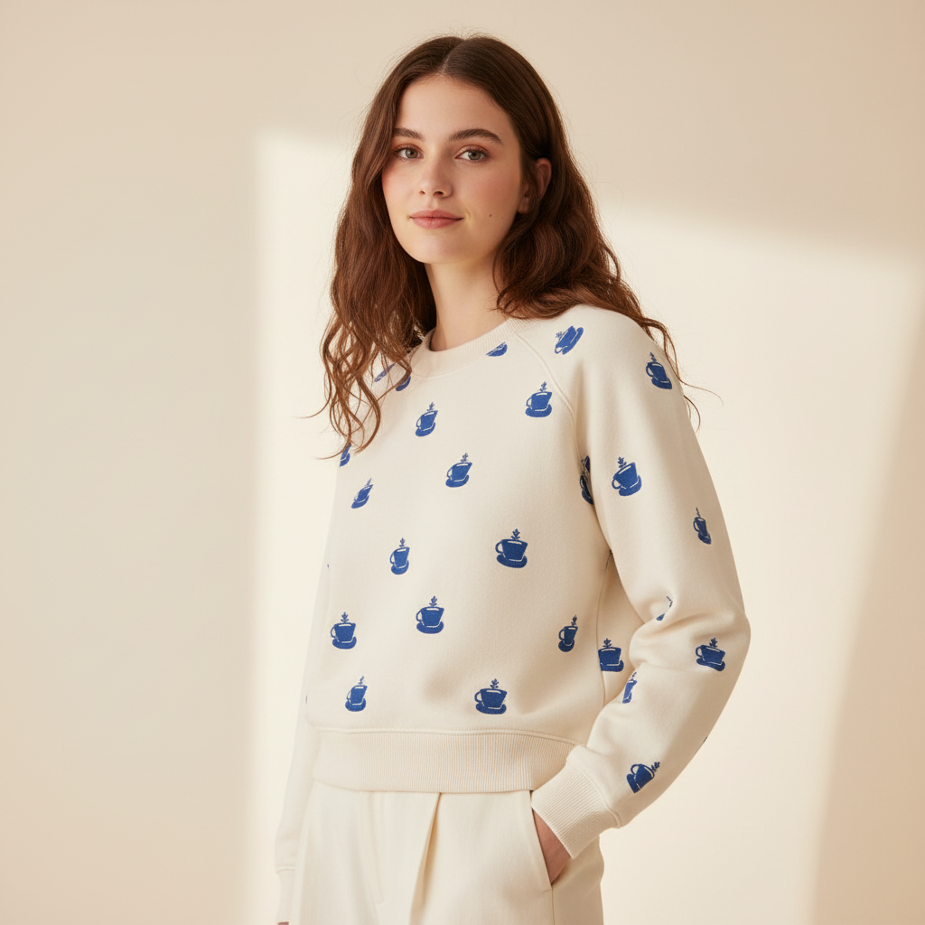 EMILE ET IDA Mikina CHARLOTTE - CREME Velikost: L