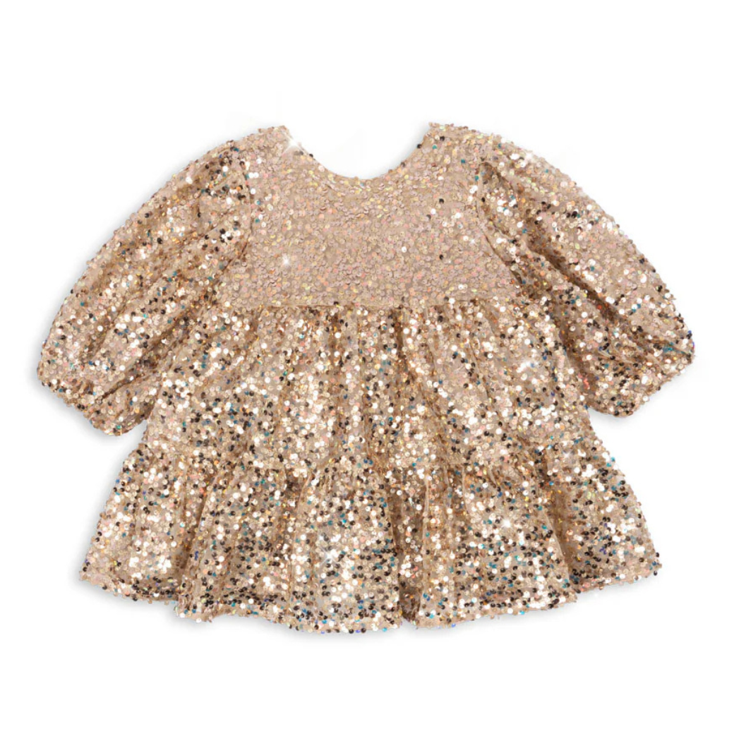 KONGES SLOJD Šaty  LILA -  GOLD GLITTER Velikost: 7-8Y