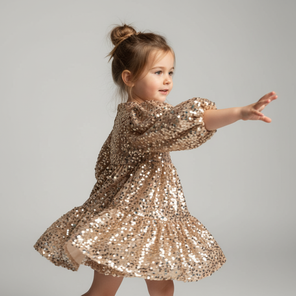 KONGES SLOJD Šaty  LILA -  GOLD GLITTER Velikost: 3y