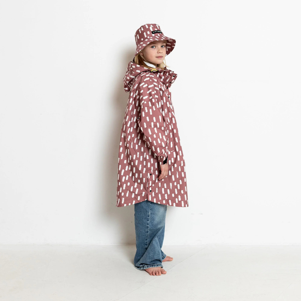 VIVI MARI Dětský kabát do deště Drops Mauve/white 7-9y