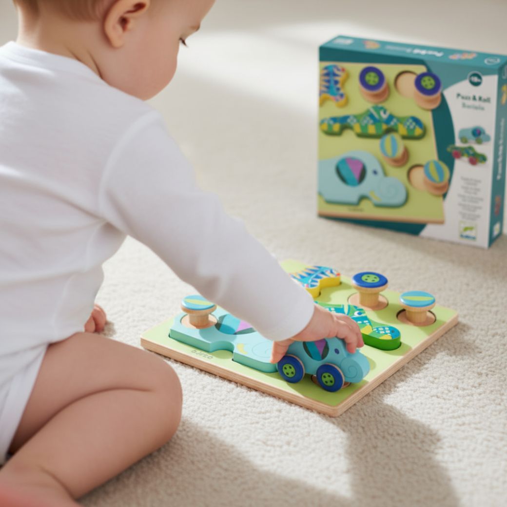 DJECO Vkládací puzzle Zvířátková autíčka