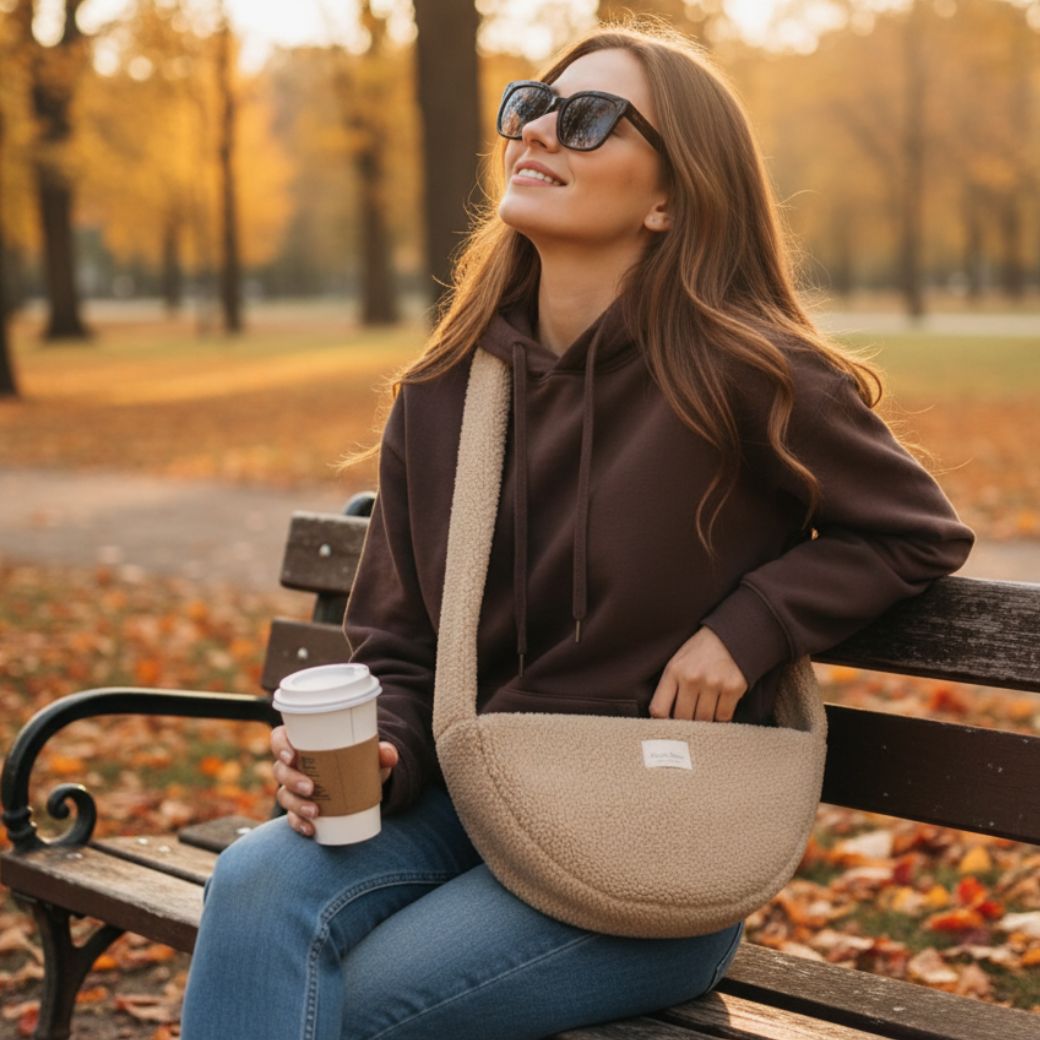 STUDIO NOOS Taška Cross body MINI - Ecru Teddy