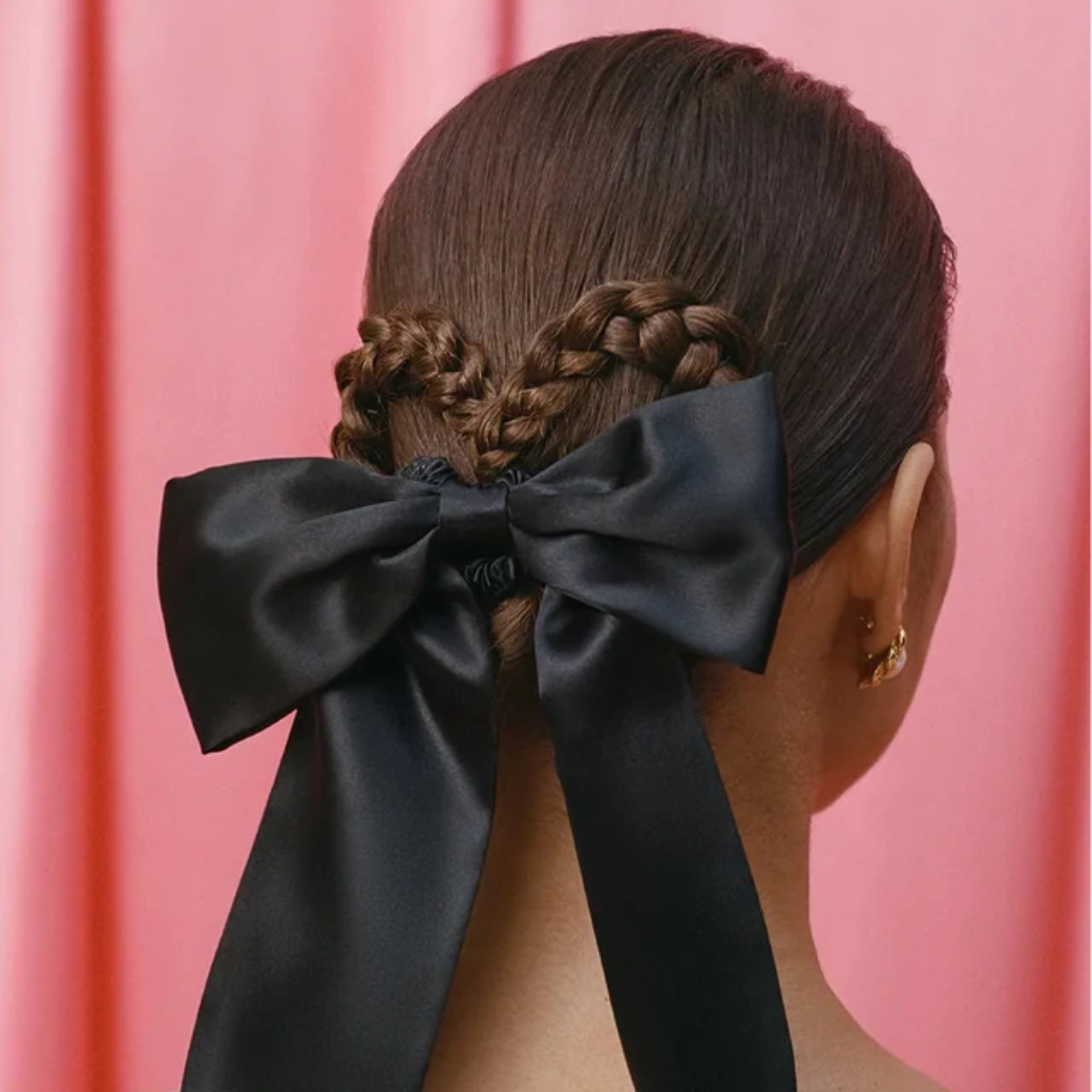 SLIP Hedvábná mašle - Black