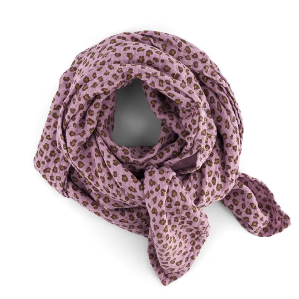 ROSE IN APRIL Mušelínová plena BIANCA Mini - Leopard Lilac