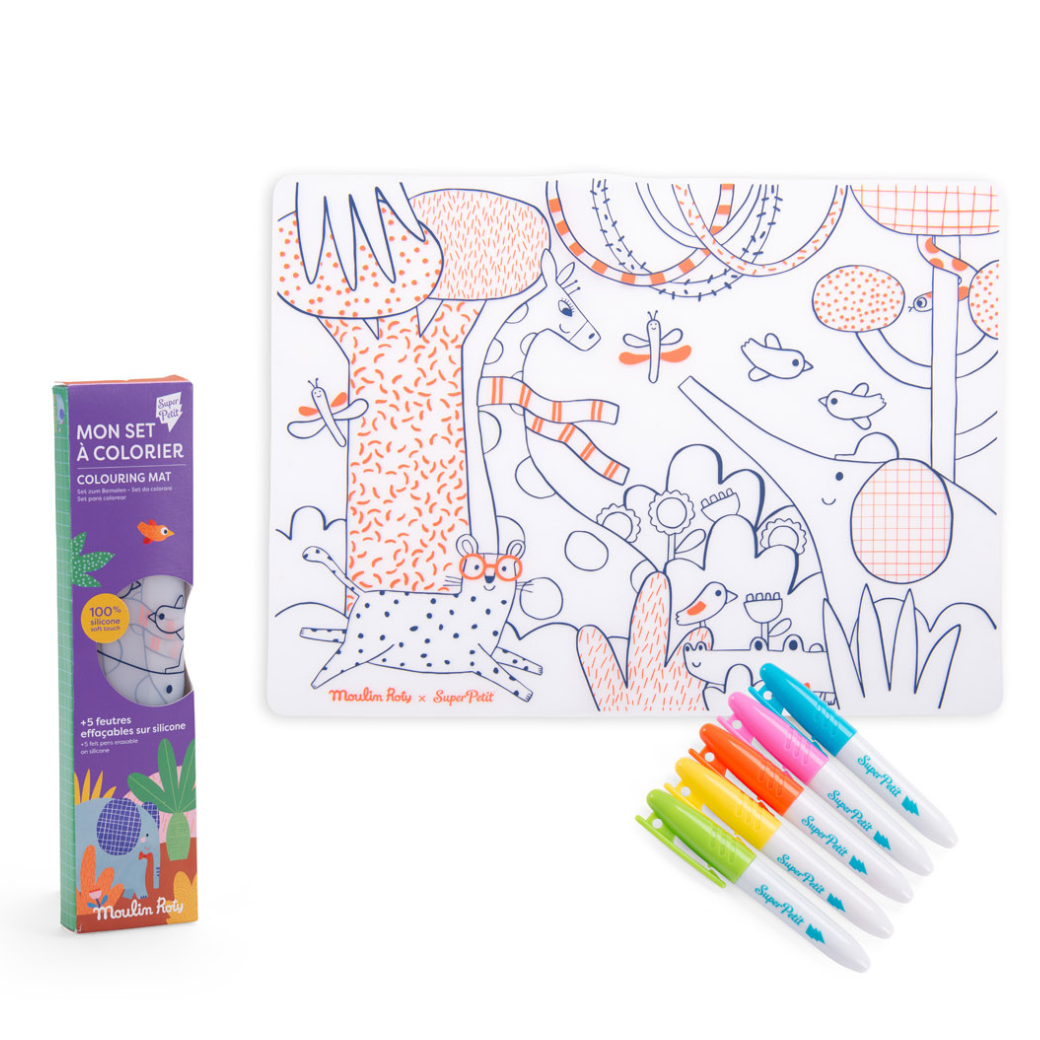 MOULIN ROTY Silikonové prostírání s fixami Les Toupitis