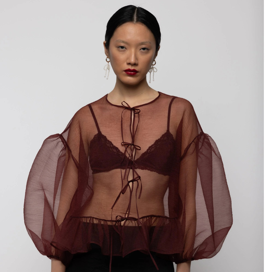 ESTHÉ Organzový top -  Red Velikost: L