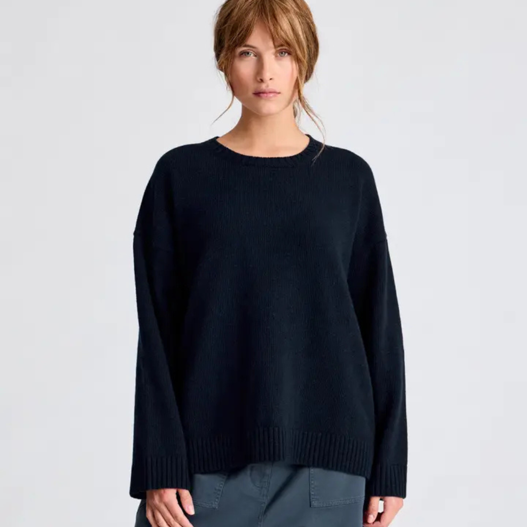 GAI+LISVA Svetr Emely z jehněčí vlny - Midnight Blue Velikost: M