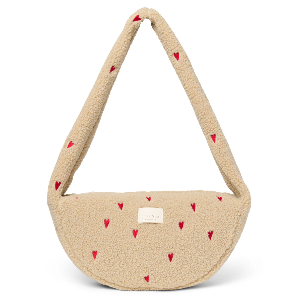STUDIO NOOS Taška Cross body Teddy Mini - Ecru Hearts
