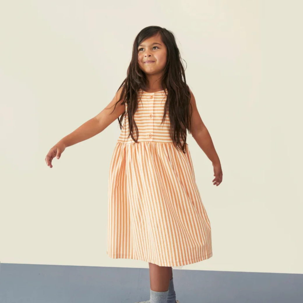 GRAY LABEL Šaty bez rukávů GOTS - Melon - Cream Velikost: 2-3y