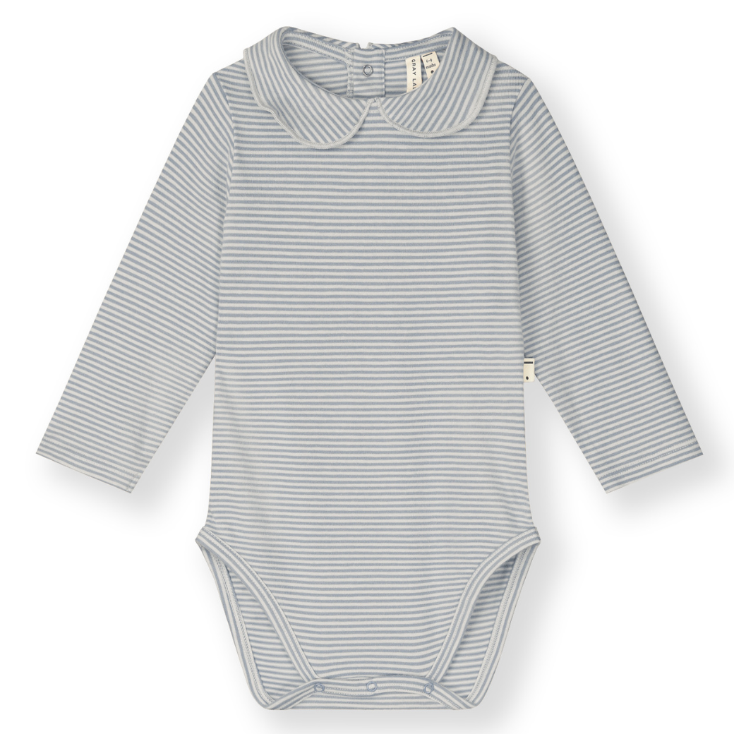 GRAY LABEL Body pro miminka s límcem GOTS - Stone Grey - Cream Velikost: 6-9m