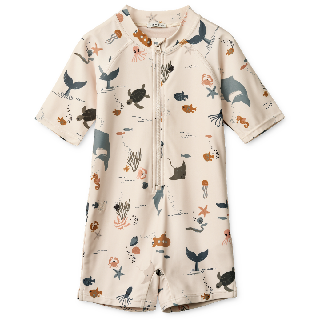 LIEWOOD Plavecký overal Max - Sea creature / Sandy Velikost: 98